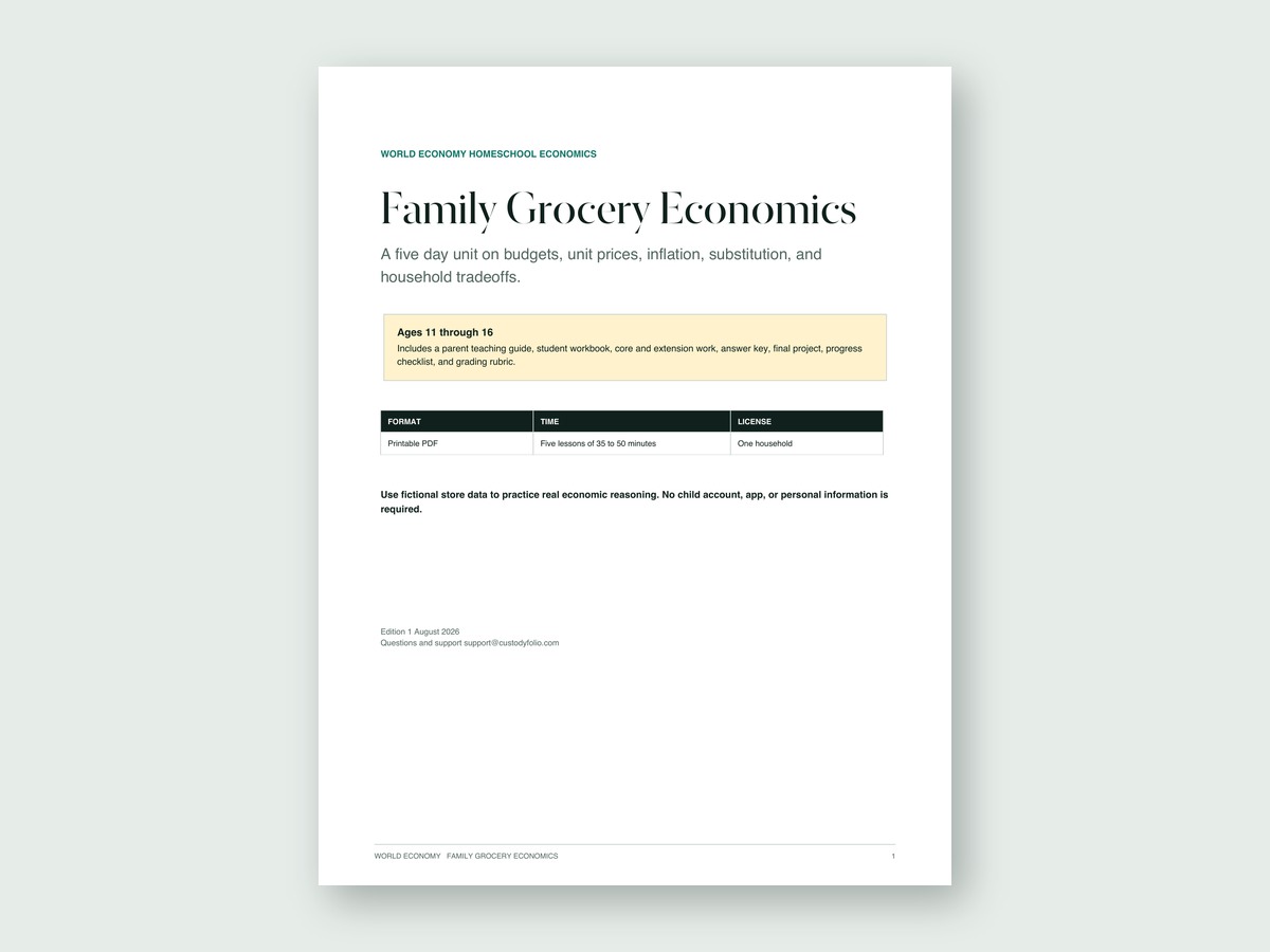 Family Grocery Economics printable curriculum cover